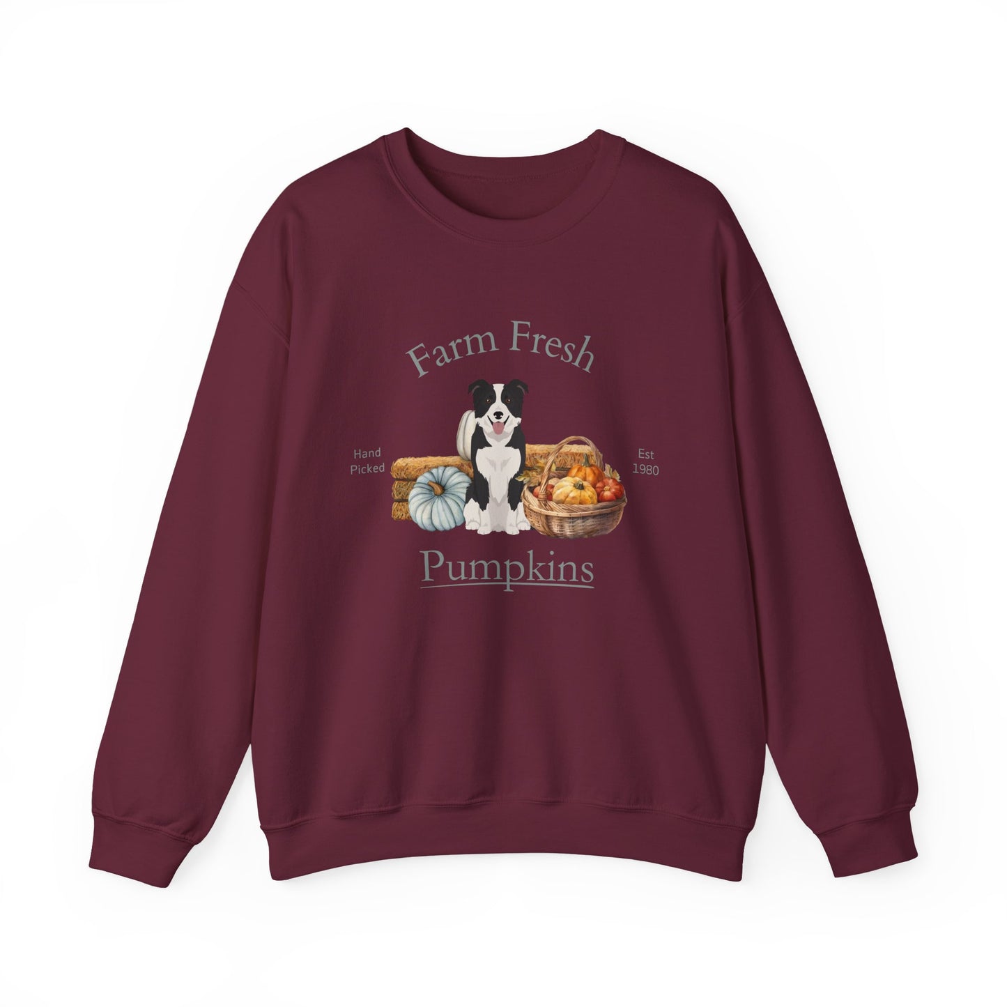 Border Collie Dog Fall Farm Fresh Unisex Heavy Blend Crewneck Sweatshirt