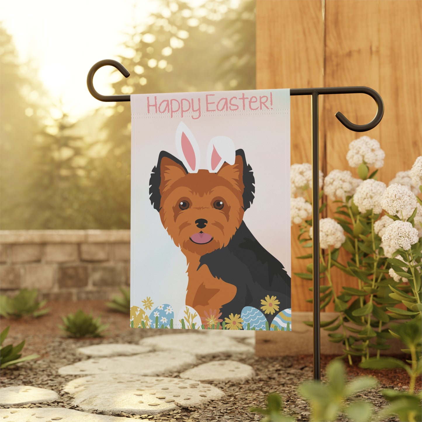 Yorkshire Terrier Dog Happy Easter Garden Flag