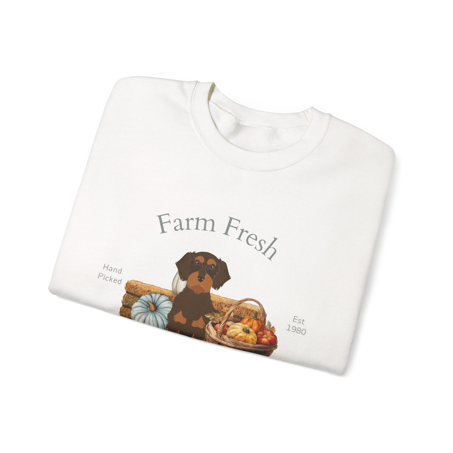 Dachshund Dog Fall Farm Fresh Unisex Heavy Blend Crewneck Sweatshirt
