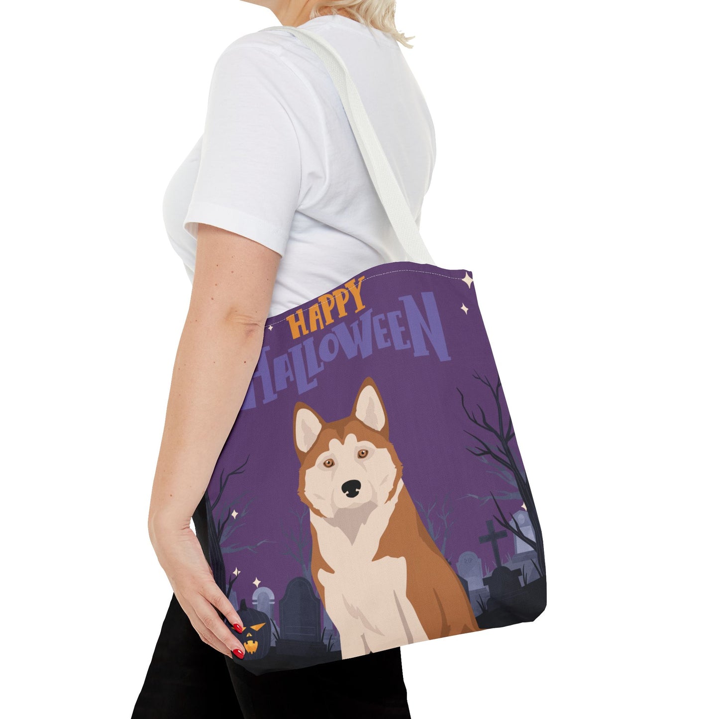 Alaskan Husky Dog Happy Halloween Tote Bag 16x16