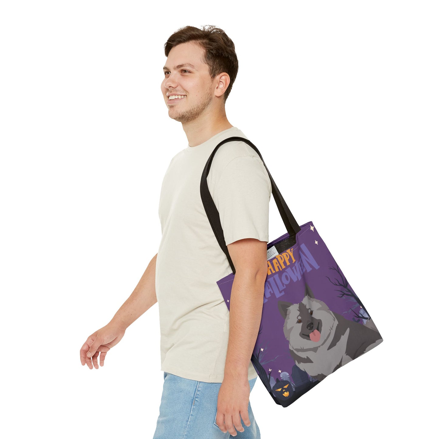 Keeshound Dog Happy Halloween Tote Bag 16x16