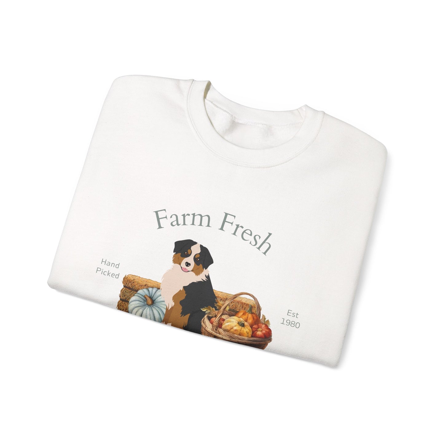 Miniature American Shepherd Dog Fall Farm Fresh Unisex Heavy Blend Crewneck Sweatshirt
