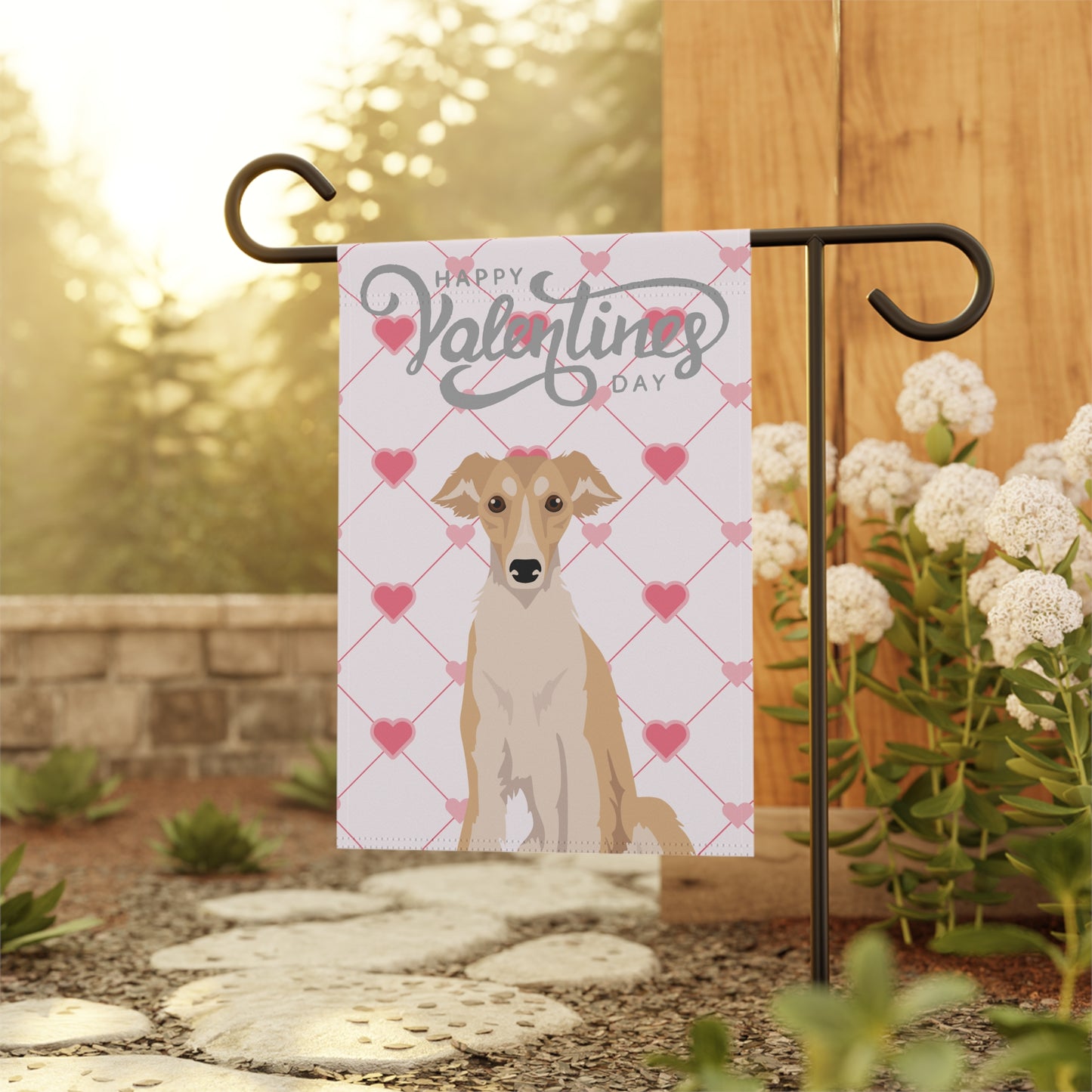 Silken Windhound Dog Valentines Day Garden Flag