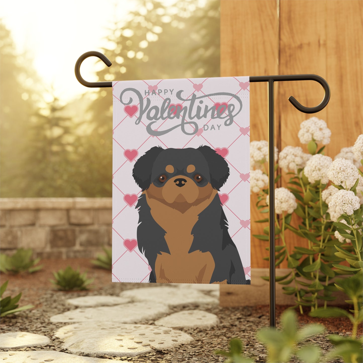 Tibetan Spaniel Dog Valentines Day Garden Flag