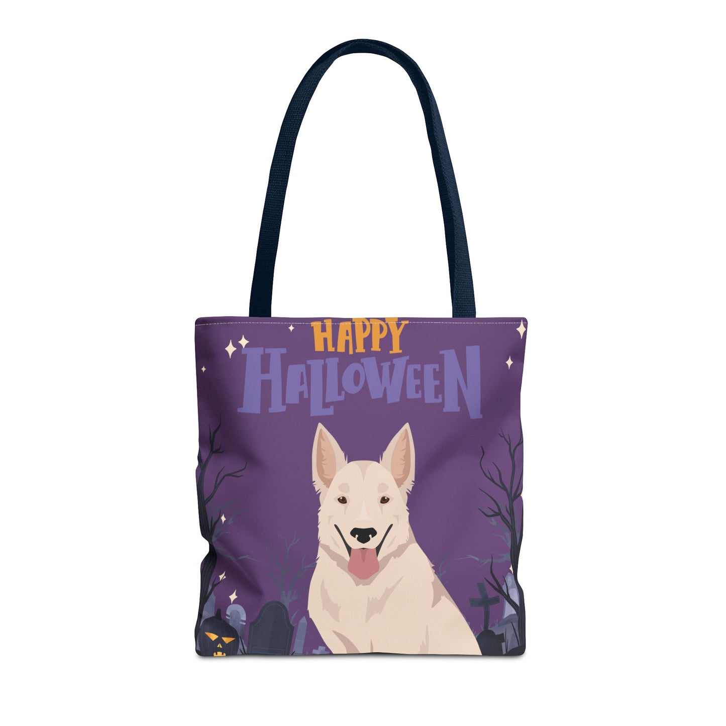 White Swiss Shepherd Dog Happy Halloween Tote Bag 16x16