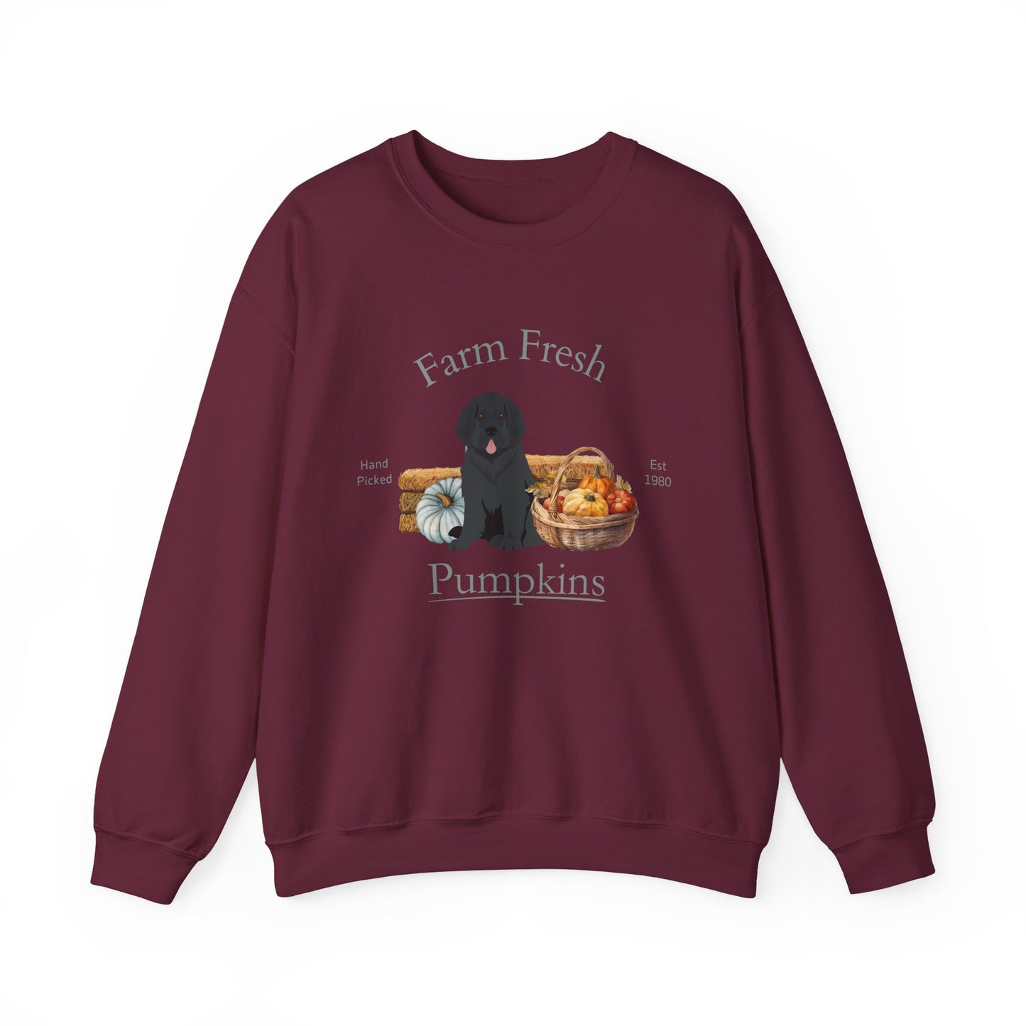 Newfoundland Dog Fall Farm Fresh Unisex Heavy Blend Crewneck Sweatshirt