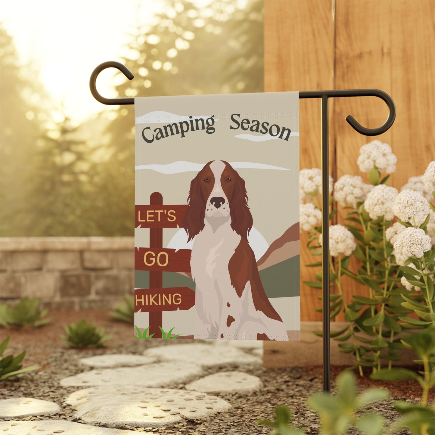 Irish Red and White Setter Dog Camping Garden Flag