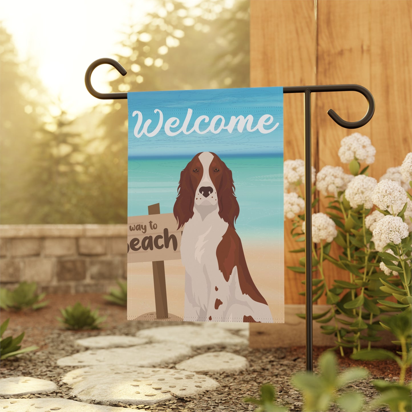 Irish Red and White Setter Dog Garden Flag