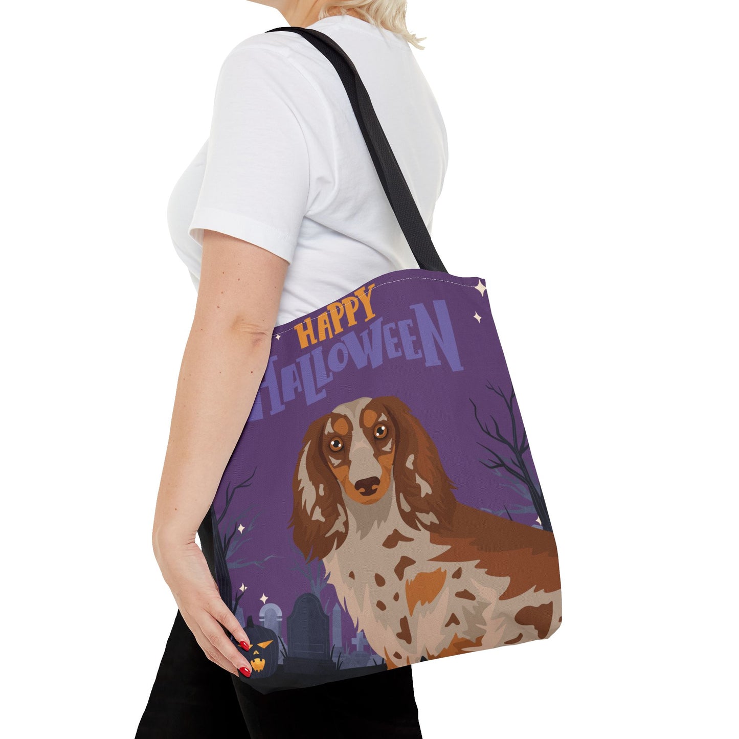 Dachshund Dog Happy Halloween Tote Bag 16x16