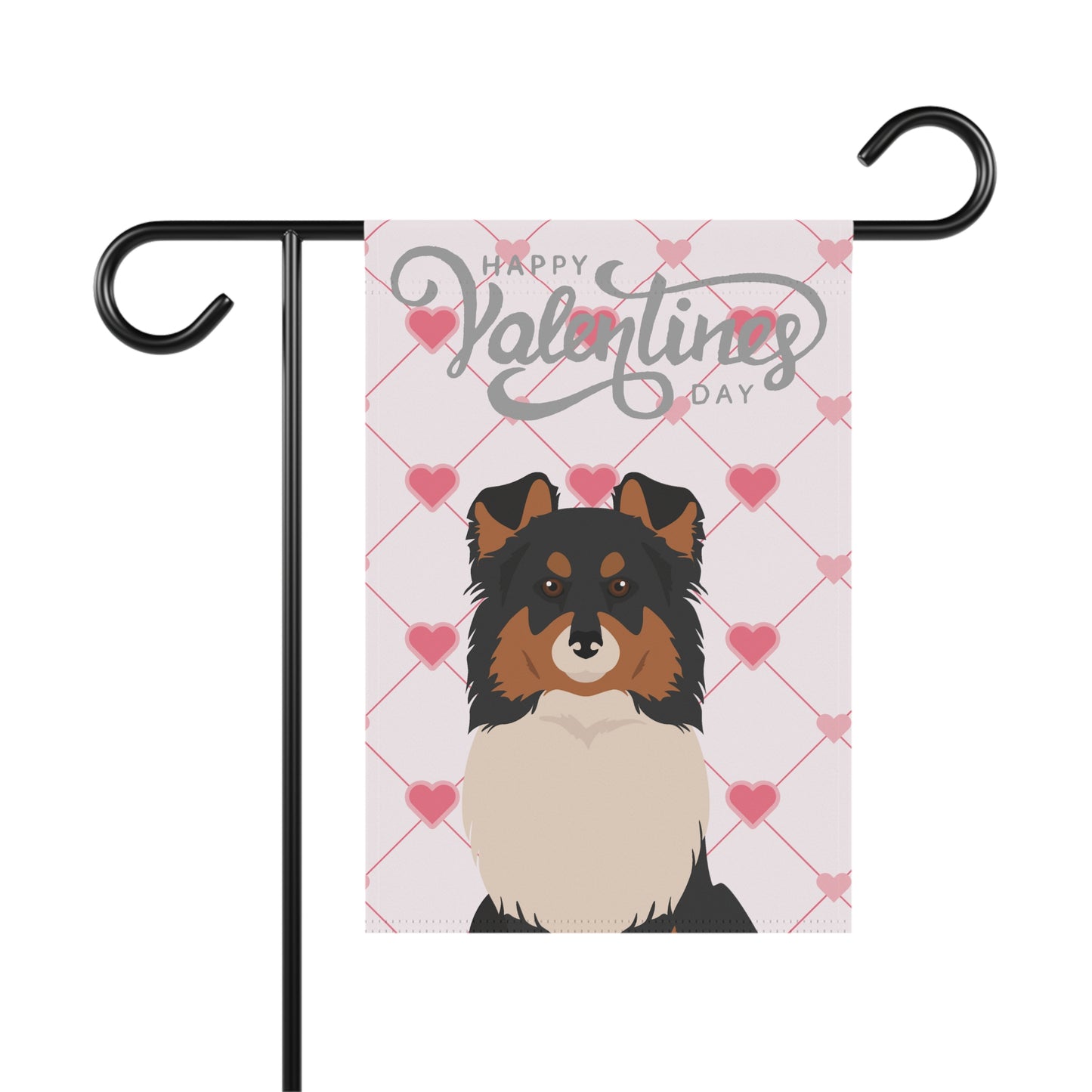 Shetland Sheepdog Dog Valentines Day Garden Flag