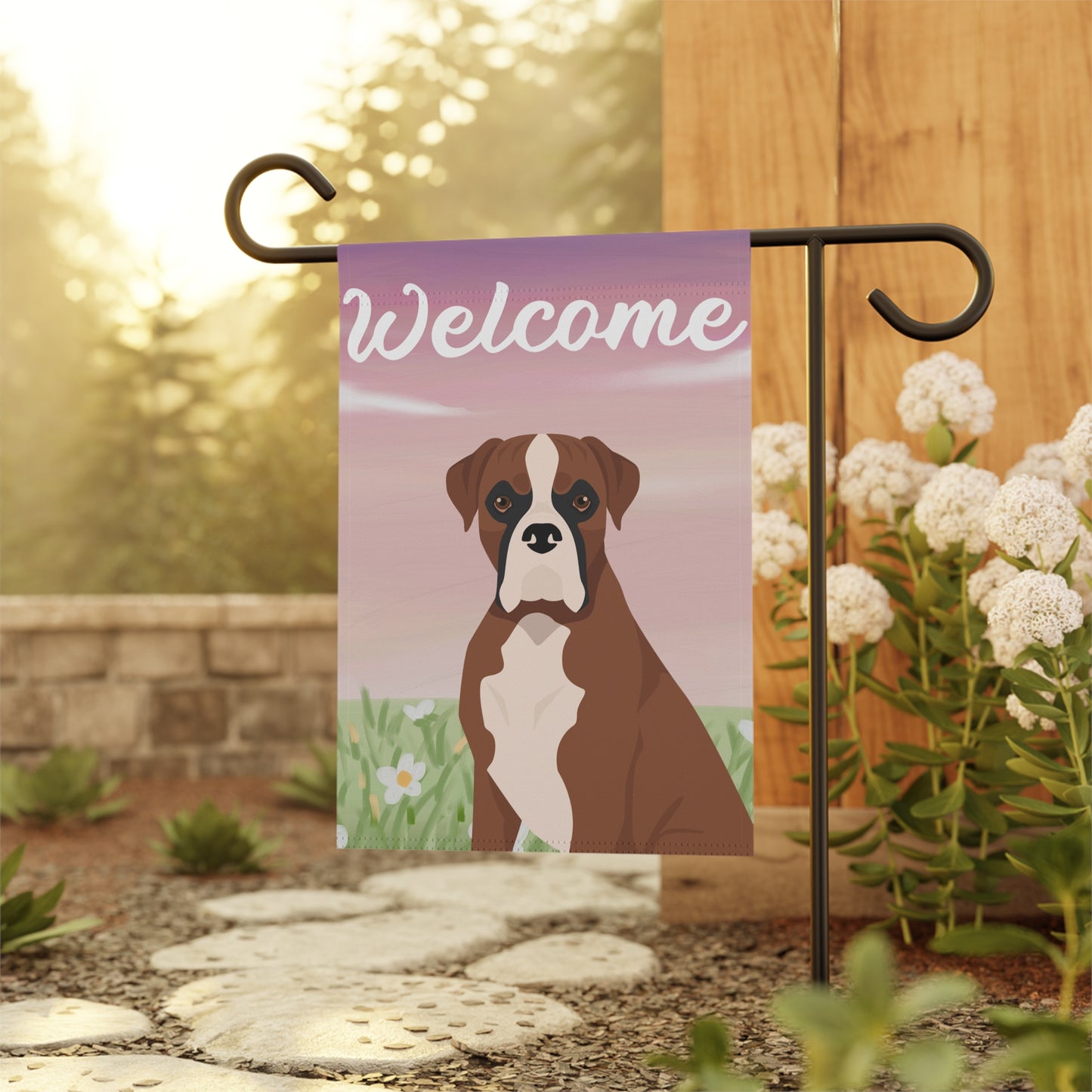 Boxer Dog Welcome Garden Flag