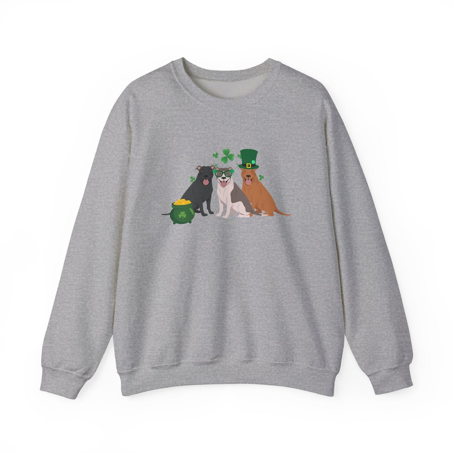 Pit Bull Terrier Dog St Patricks Day Unisex Heavy Blend Crewneck Sweatshirt, St Pattys day, Cute Dog Mom Gift