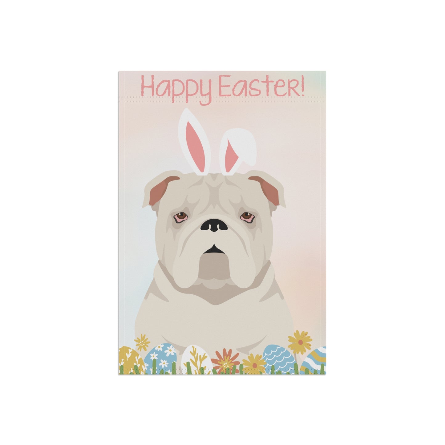 Bulldog Dog Happy Easter Garden Flag