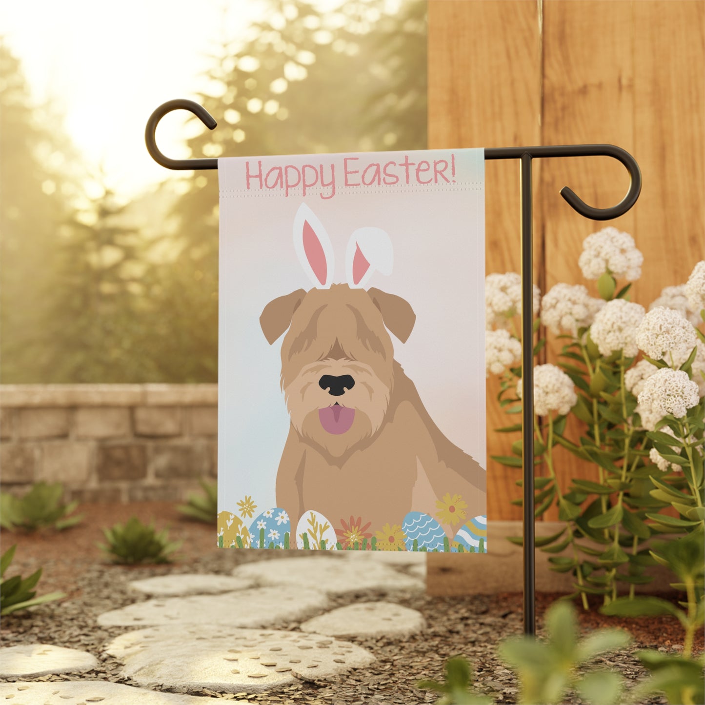 Soft Coated Wheaten Terrier Dog Happy Easter Garden Flag