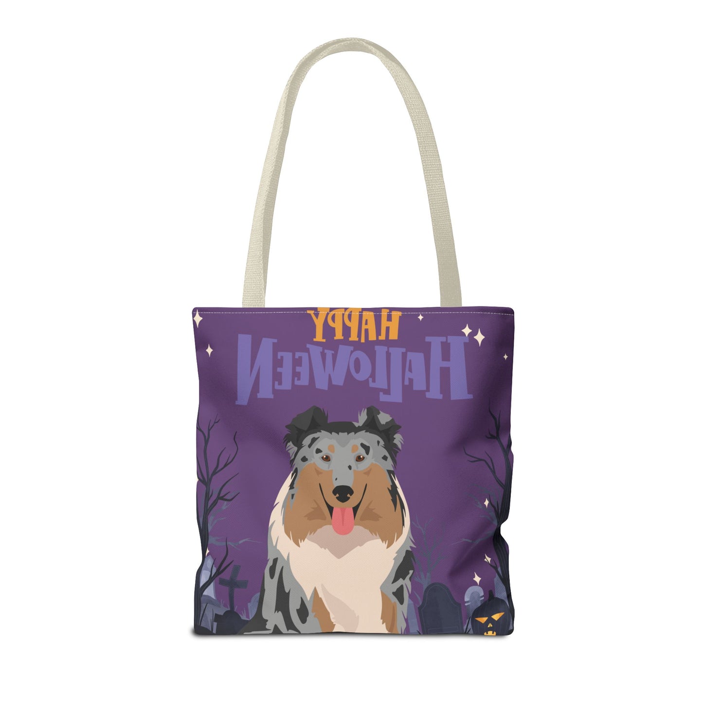 Collie Dog Happy Halloween Tote Bag 16x16