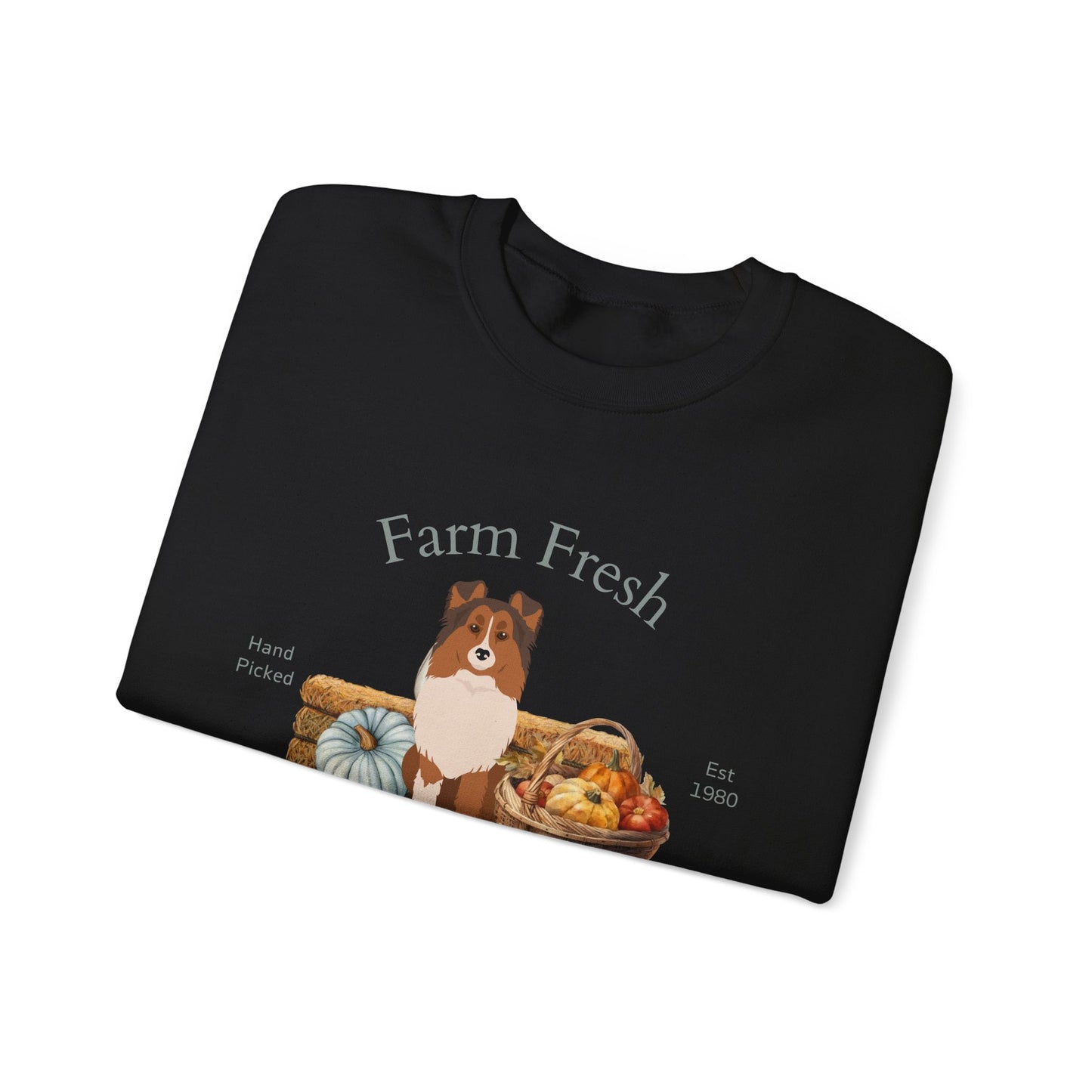 Shetland Sheepdog Dog Fall Farm Fresh Unisex Heavy Blend Crewneck Sweatshirt