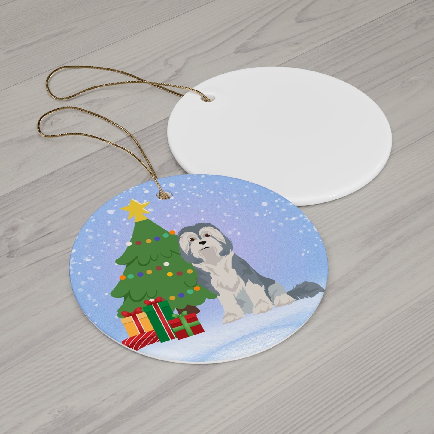 Lowchen Dog Christmas Ceramic Ornament