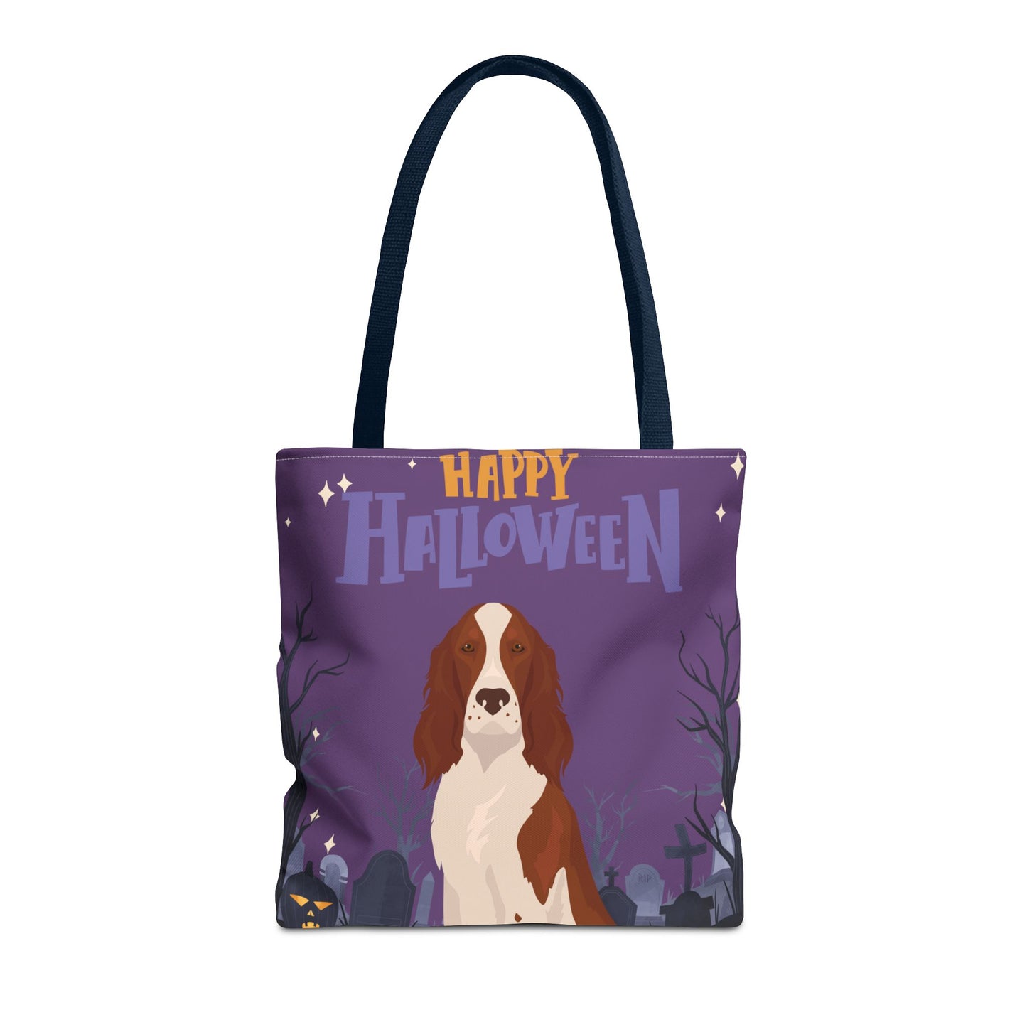 Irish Red and White Setter Dog Happy Halloween Tote Bag 16x16