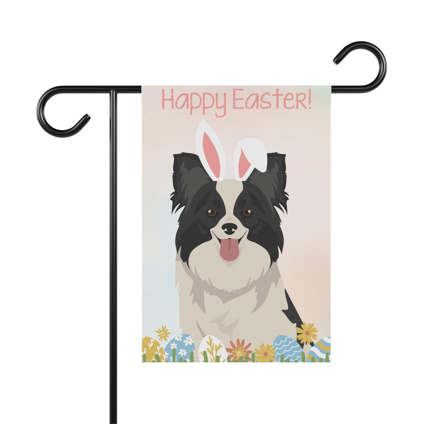 Papillon Dog Happy Easter Garden Flag