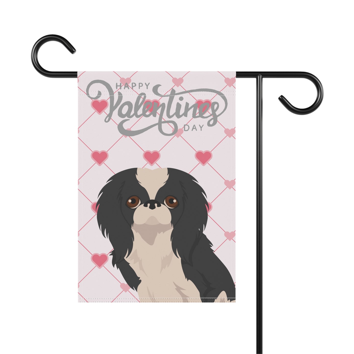 Japanese Chin Dog Valentines Day Garden Flag