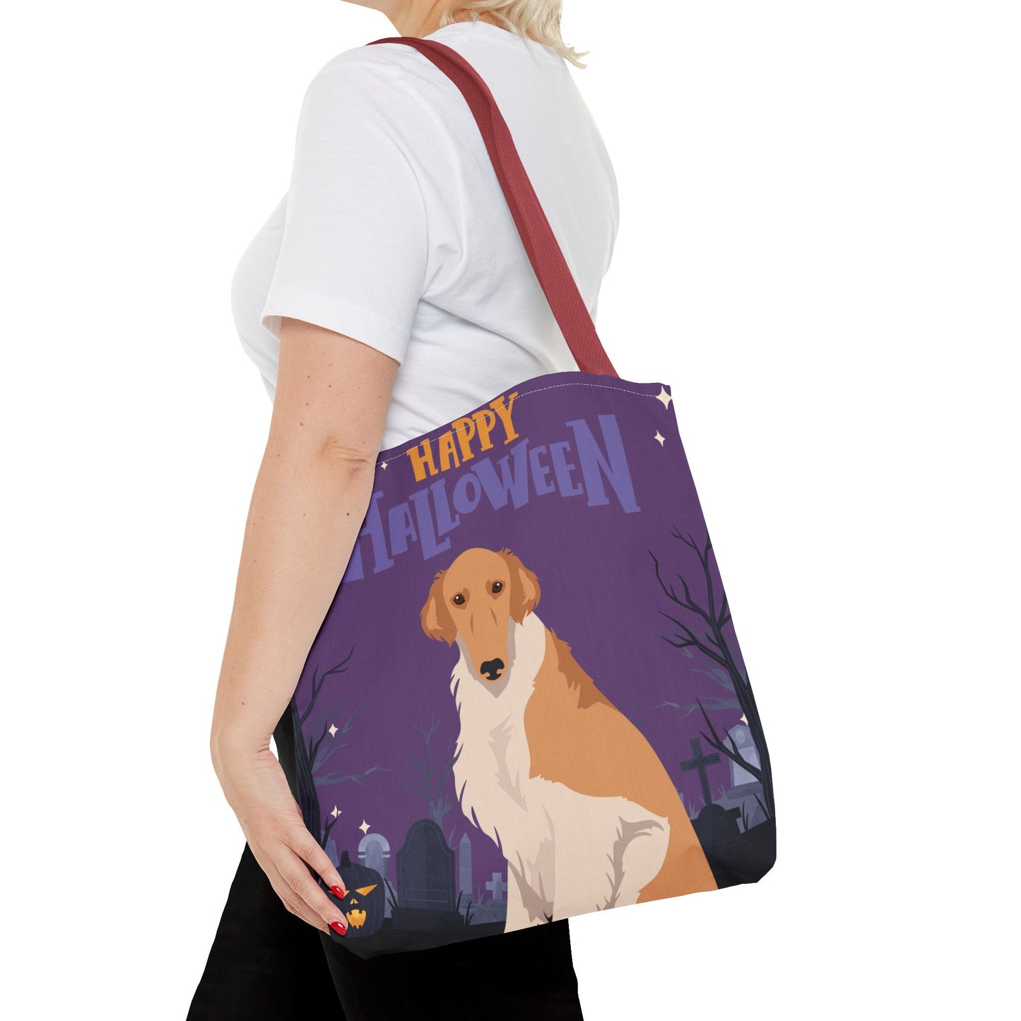Borzoi Dog Happy Halloween Tote Bag 16x16