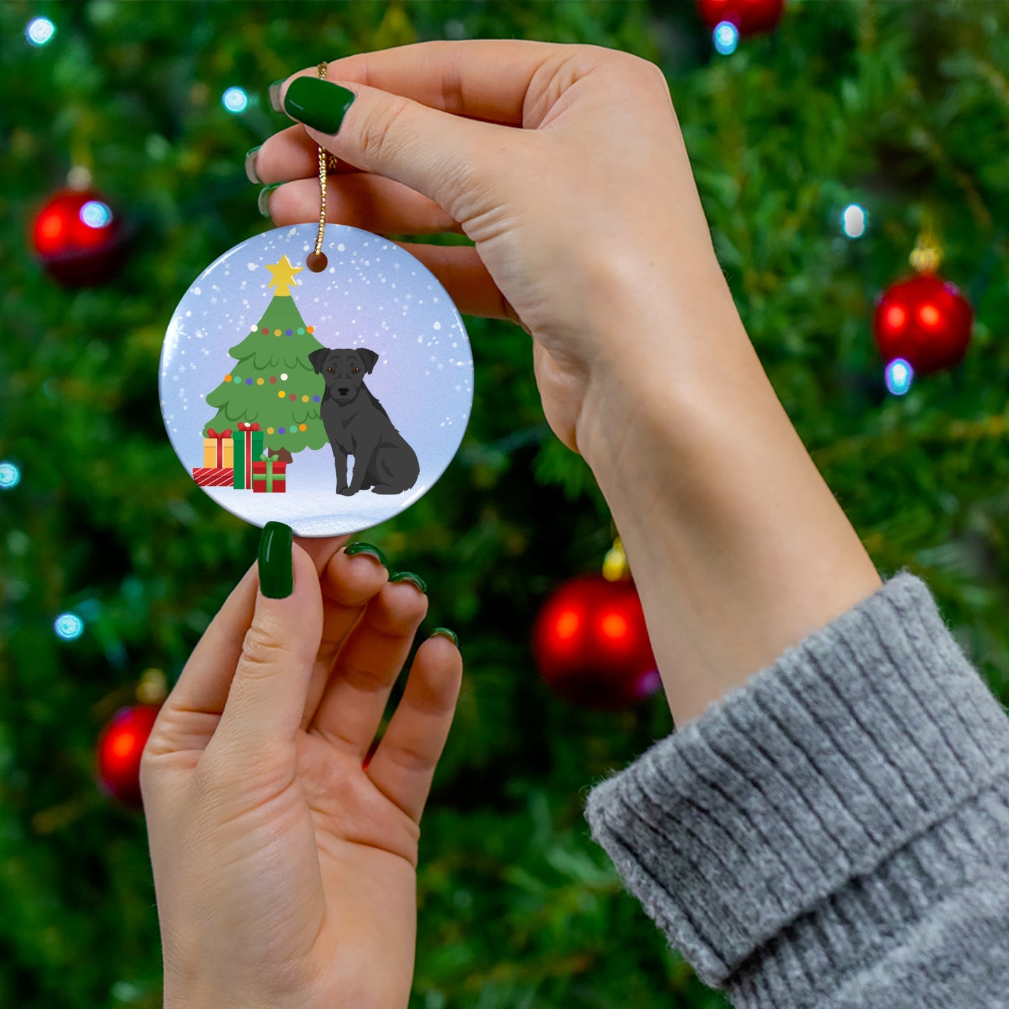 Patterdale Terrier Dog Christmas Ceramic Ornament