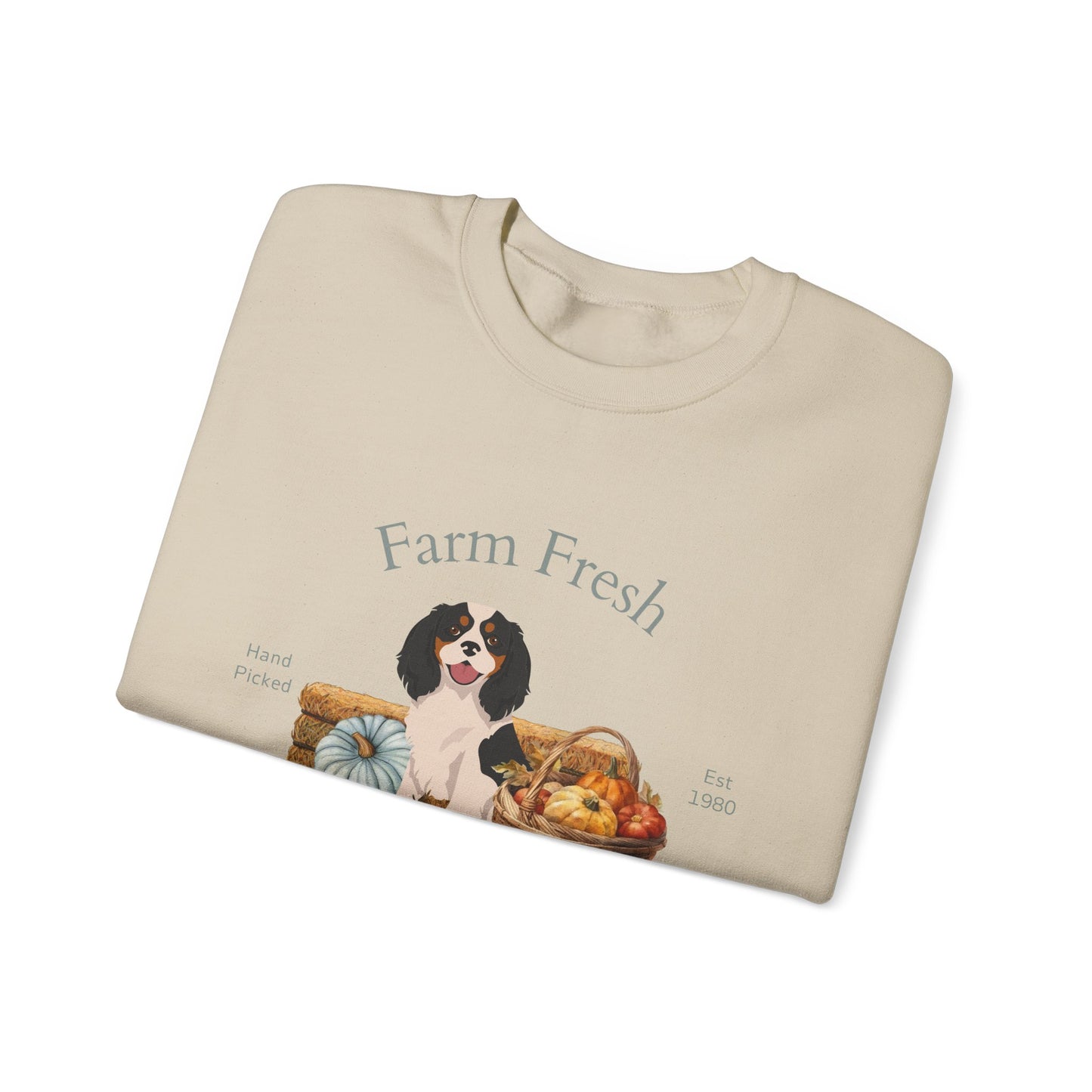 Cavalier King Charles Spaniel Dog Fall Farm Fresh Unisex Heavy Blend Crewneck Sweatshirt