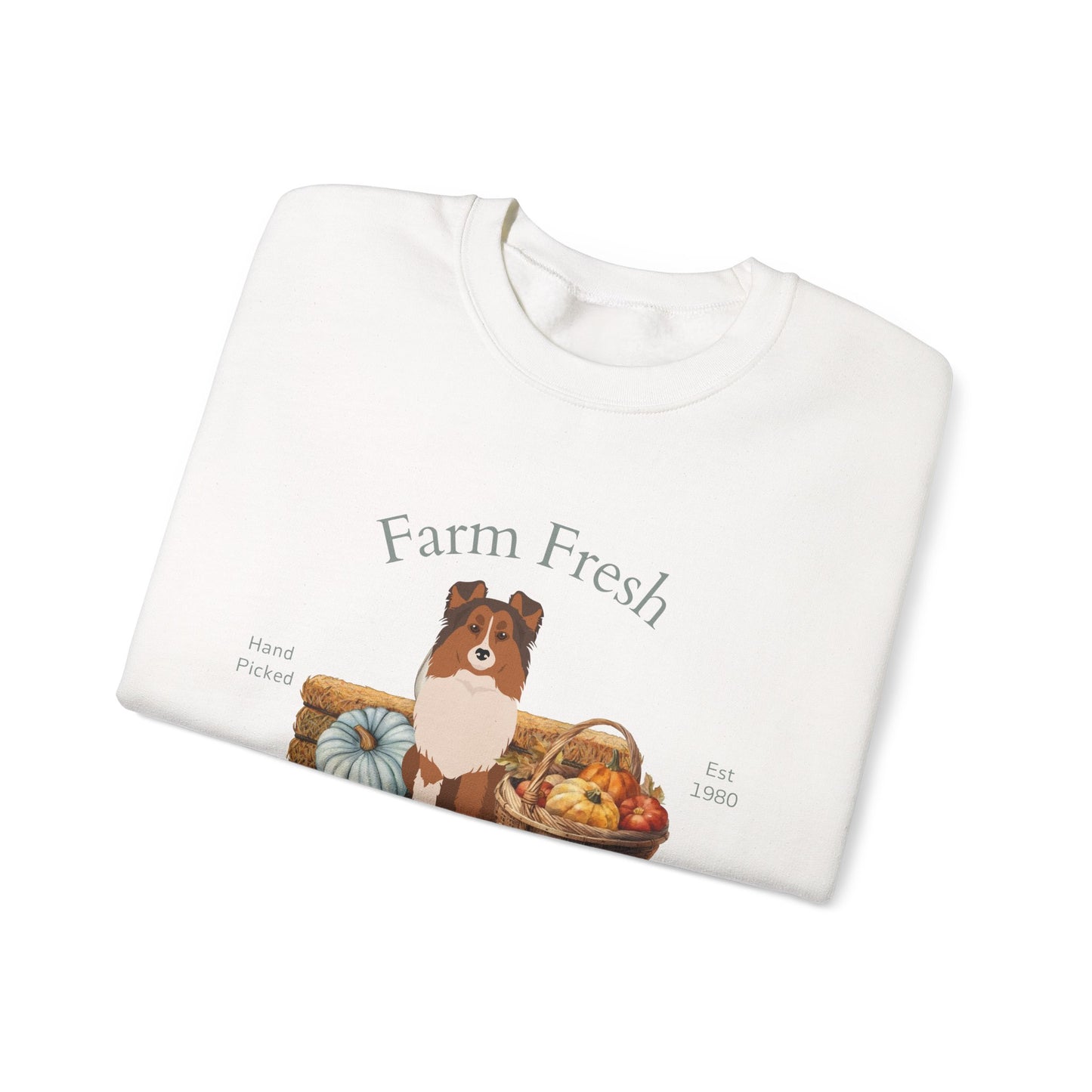 Shetland Sheepdog Dog Fall Farm Fresh Unisex Heavy Blend Crewneck Sweatshirt