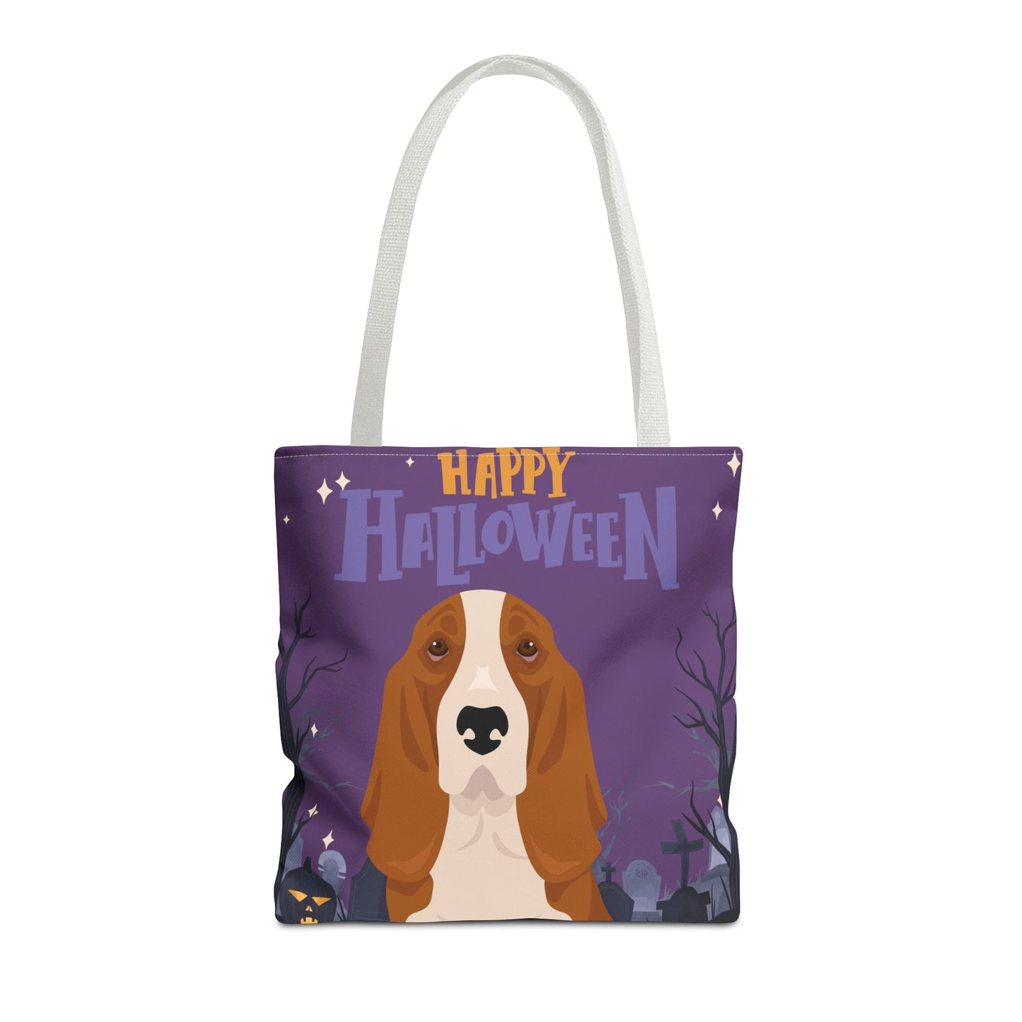 Basset Hound Dog Happy Halloween Tote Bag 16x16
