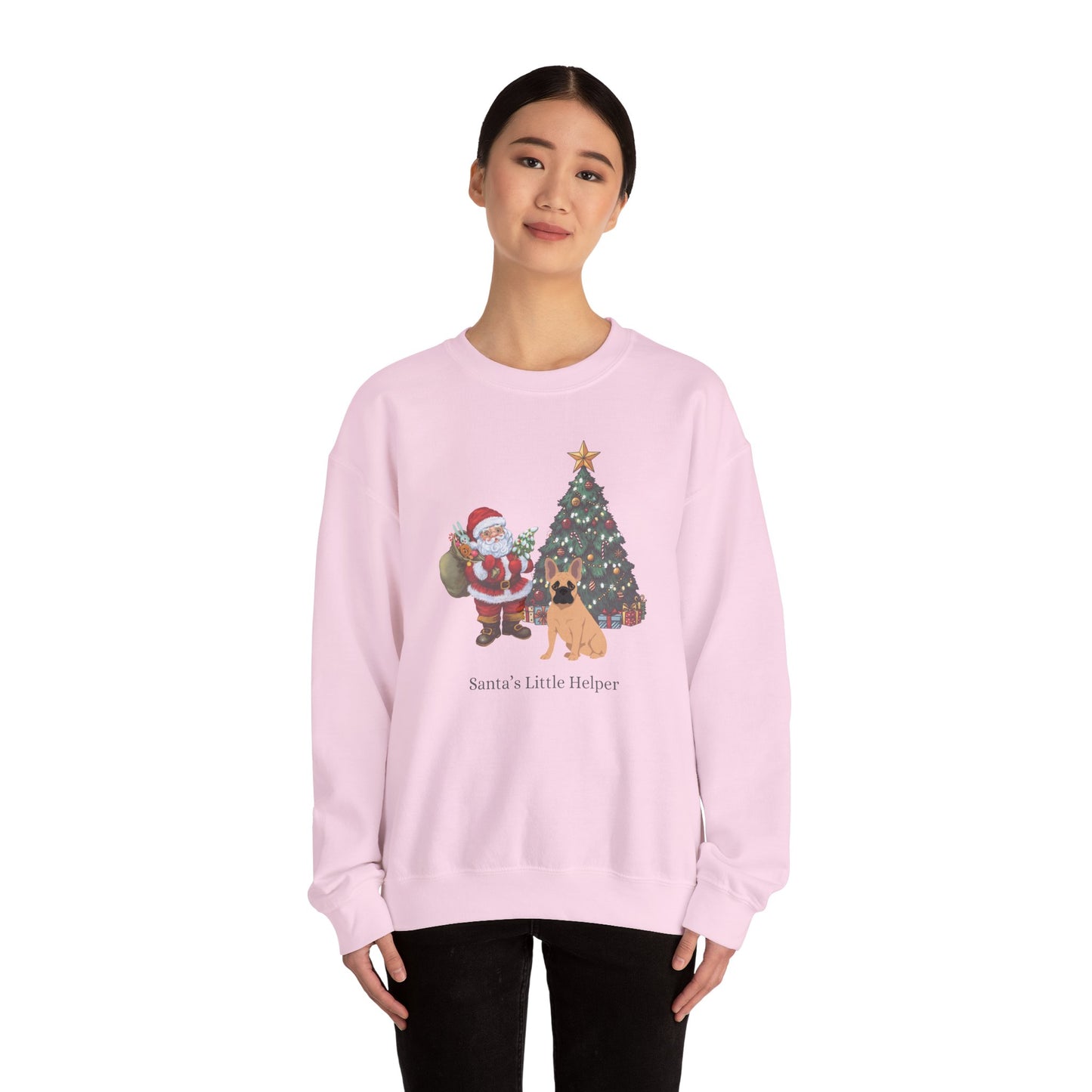 French Bulldog Dog Santa's Little Helper Unisex Heavy Blend Crewneck Sweatshirt