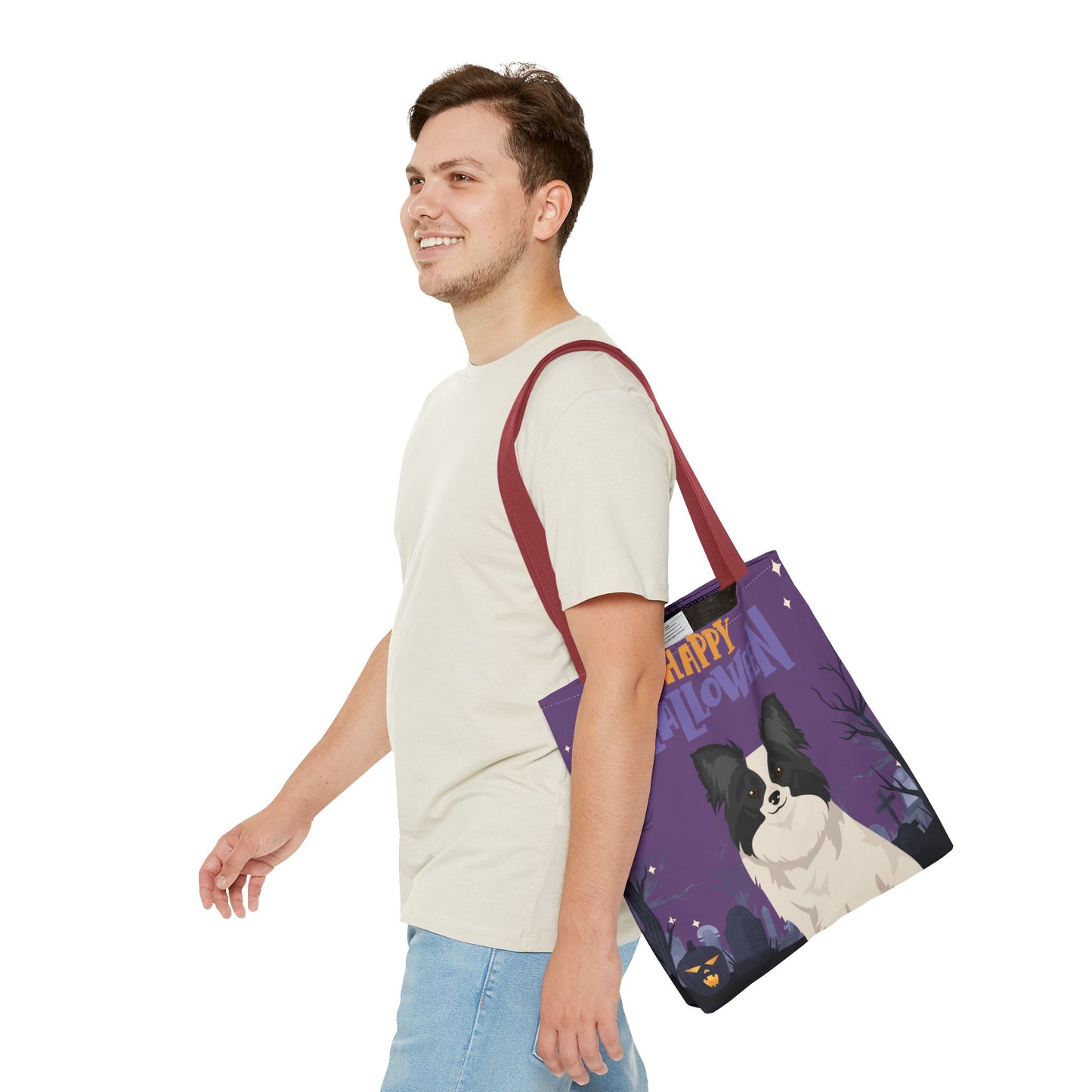 Papillon Dog Happy Halloween Tote Bag 16x16