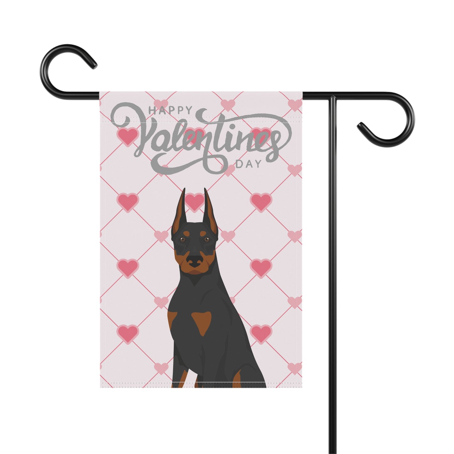 Doberman Pinscher Dog Valentines Day Garden Flag