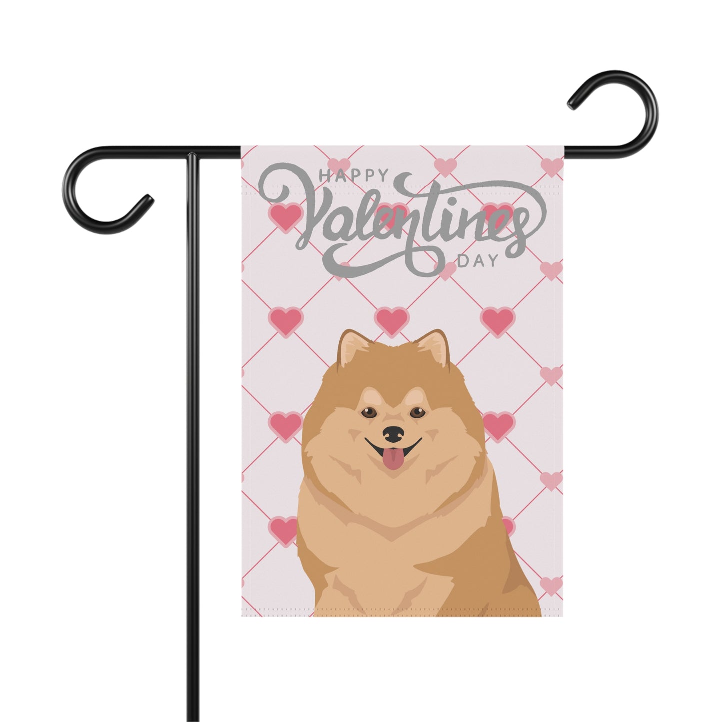 Pomeranian Dog Valentines Day Garden Flag