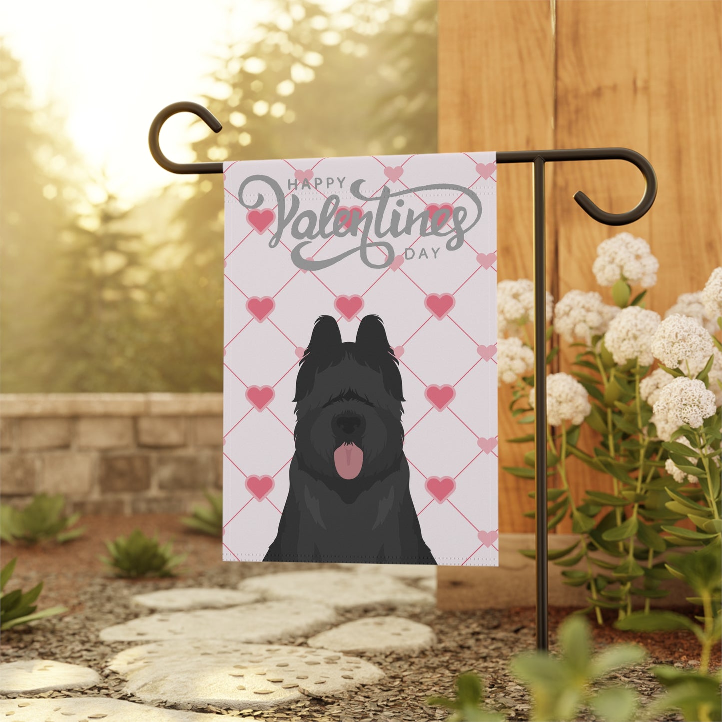 Briard Dog Valentines Day Garden Flag