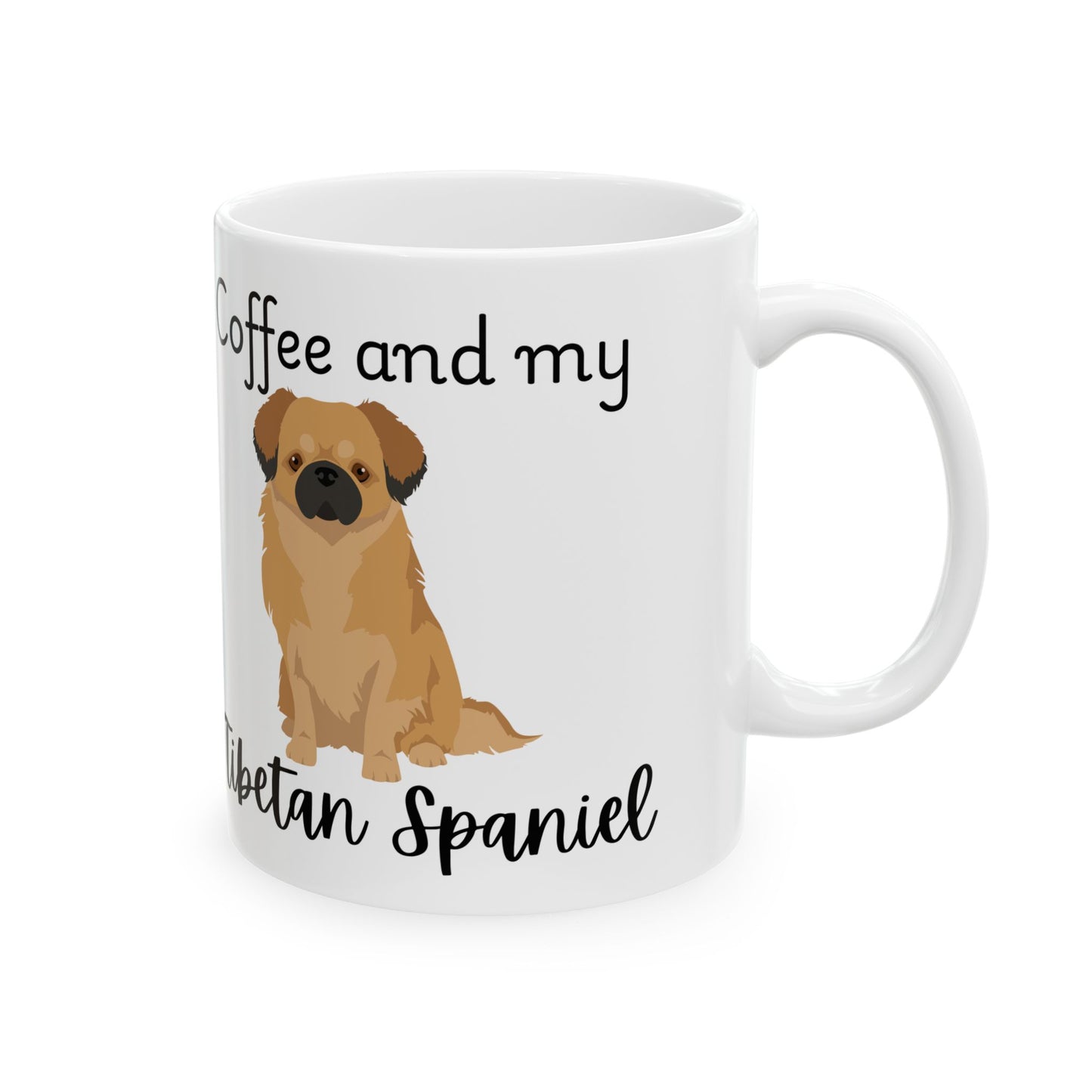 Coffee and My Tibetan Spaniel Ceramic Mug | Dog Lover Gift, Pet Owner Cup, Cute Mug for Dog Moms, Funny Mug for Coffee Lovers