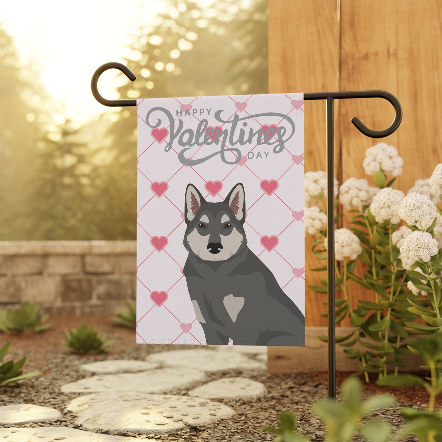 East Siberian Laika Dog Valentines Day Garden Flag