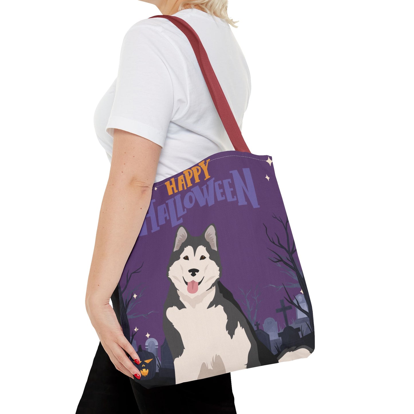 Alaskan Malamute Dog Happy Halloween Tote Bag 16x16