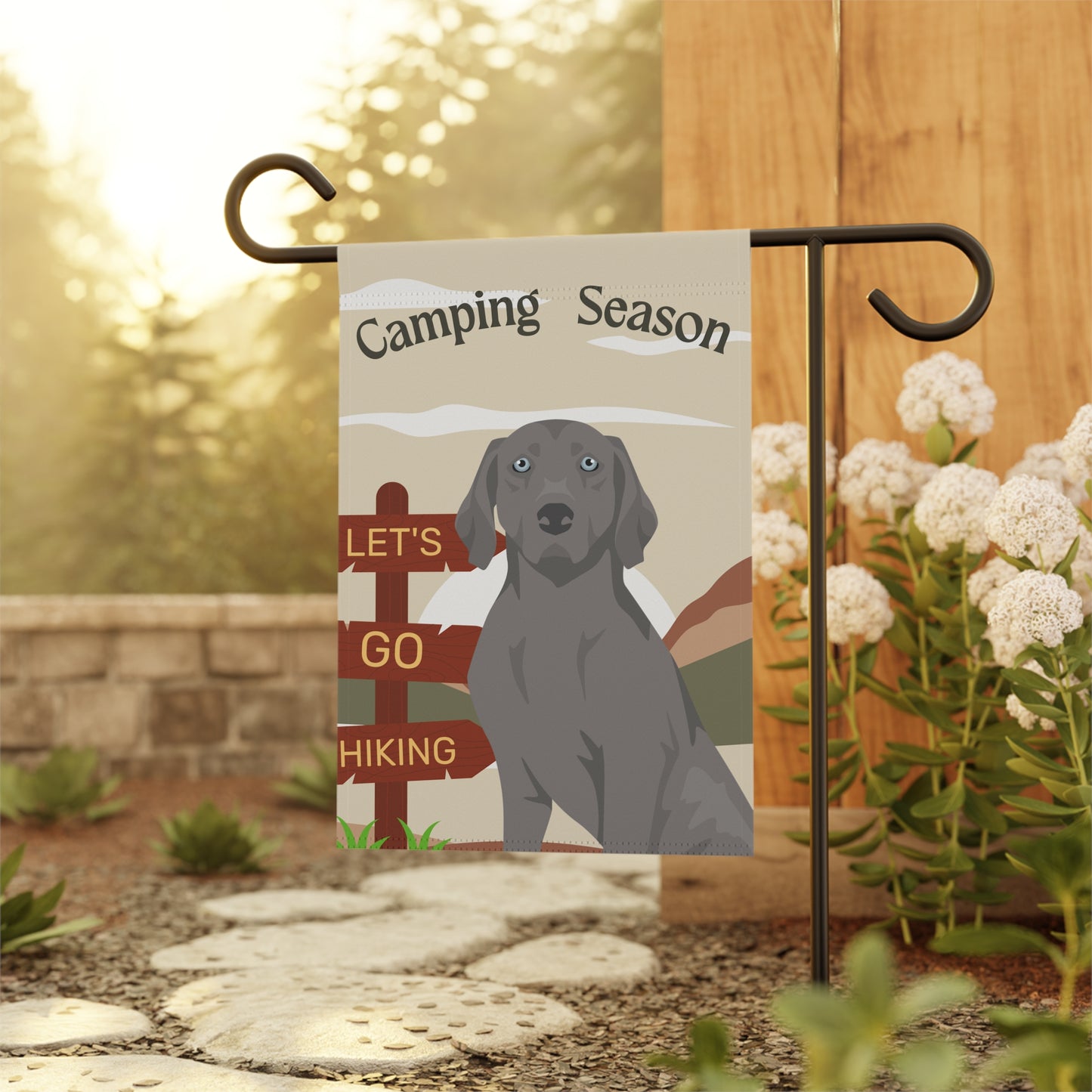 Weimaraner Dog Camping Garden Flag