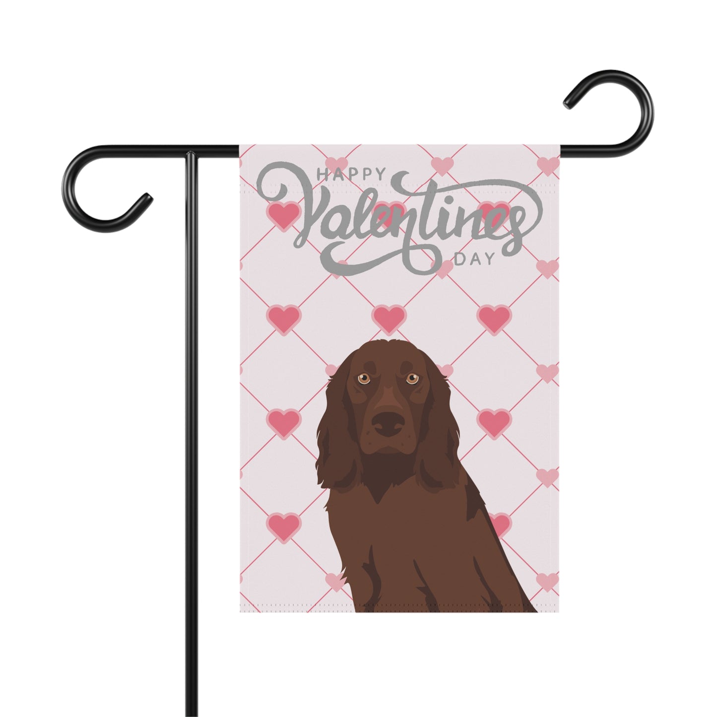 Russian Spaniel Dog Valentines Day Garden Flag