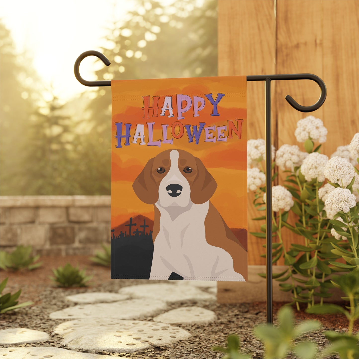 Beagle Dog Halloween Garden Flag