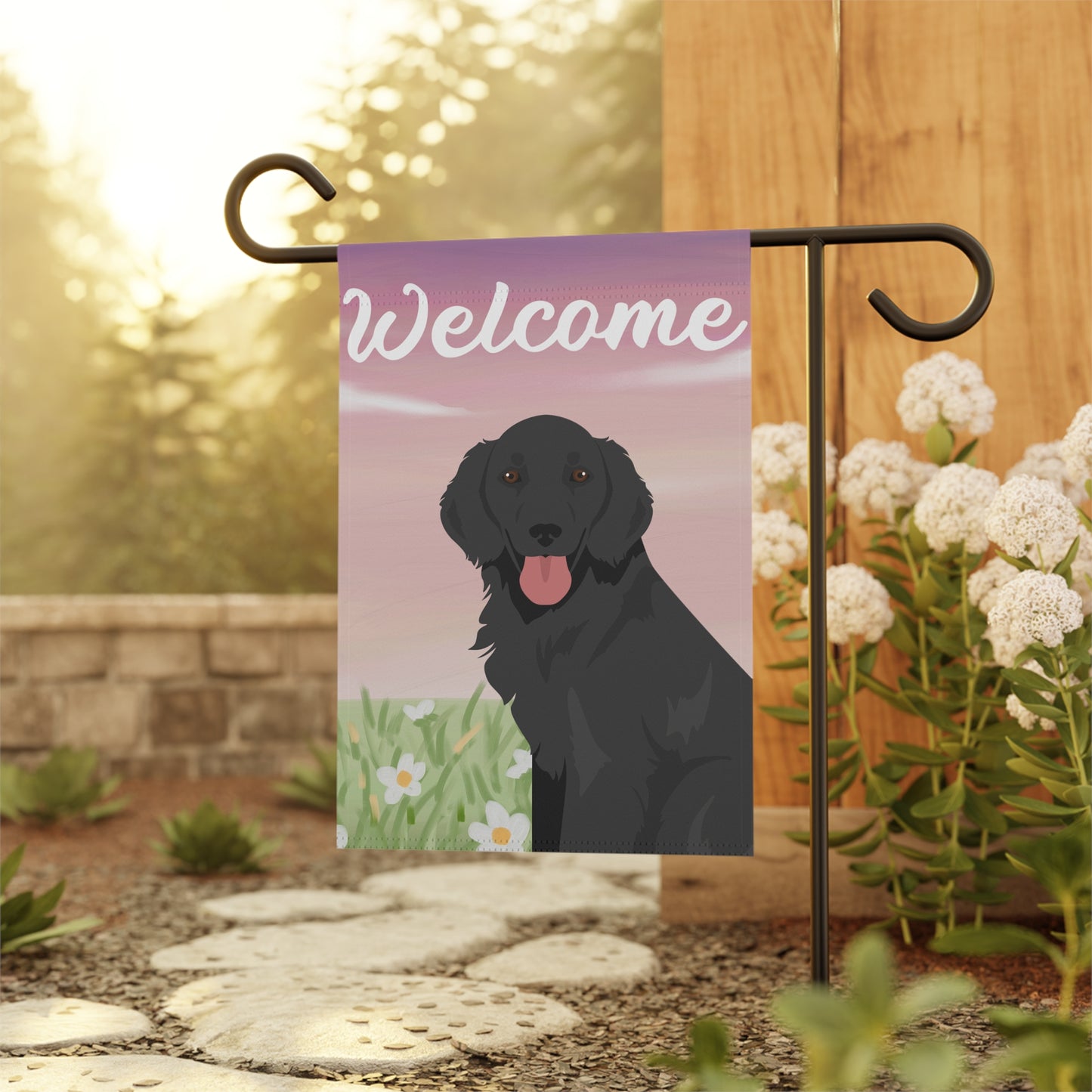 Flat Coated Retriever Dog Welcome Garden Flag
