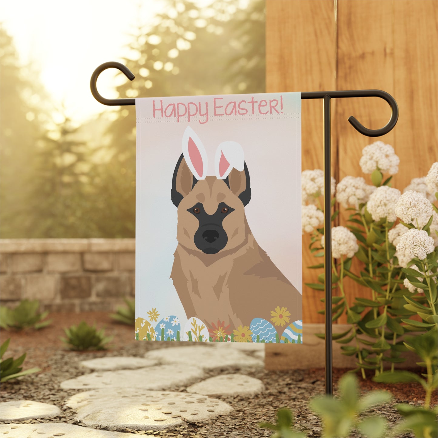 Hallefors Elkhound Dog Happy Easter Garden Flag
