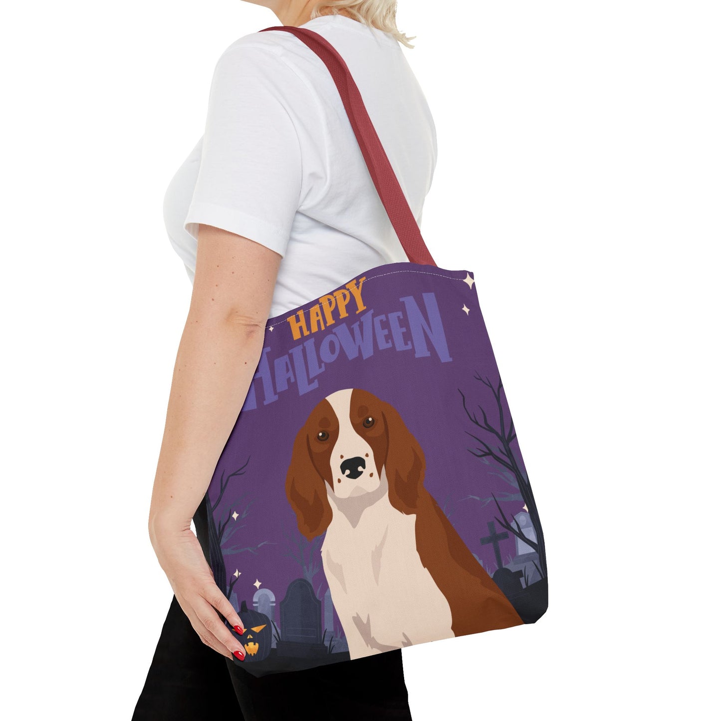 Welsh Springer Spaniel Dog Happy Halloween Tote Bag 16x16