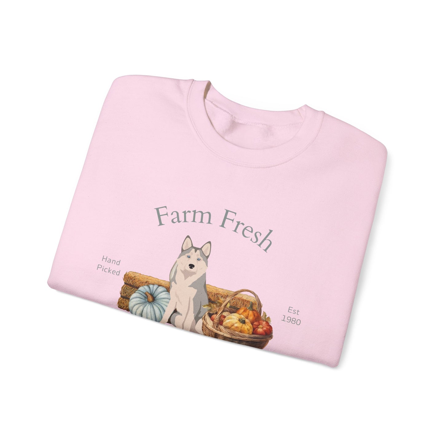 Alaskan Husky Dog Fall Farm Fresh Unisex Heavy Blend Crewneck Sweatshirt