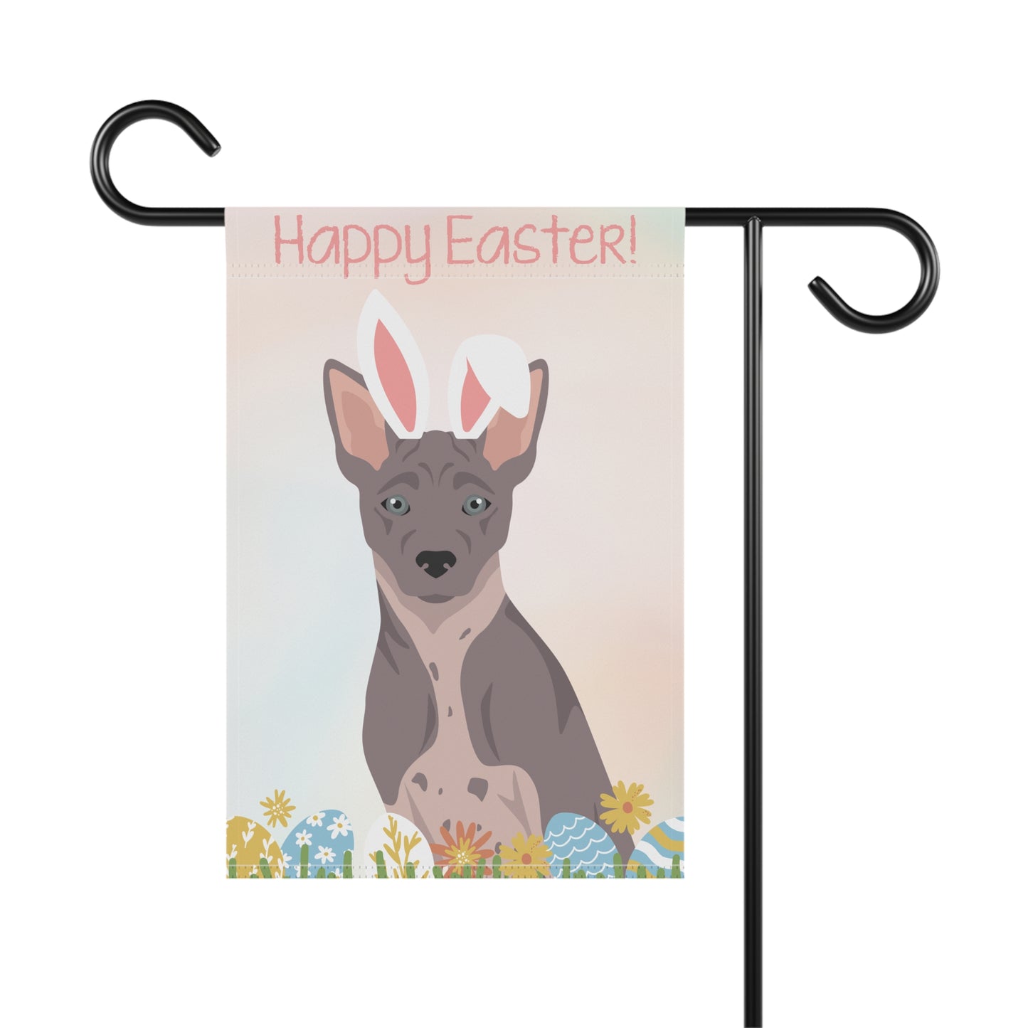 American Hairless Terrier Dog Happy Easter Garden Flag