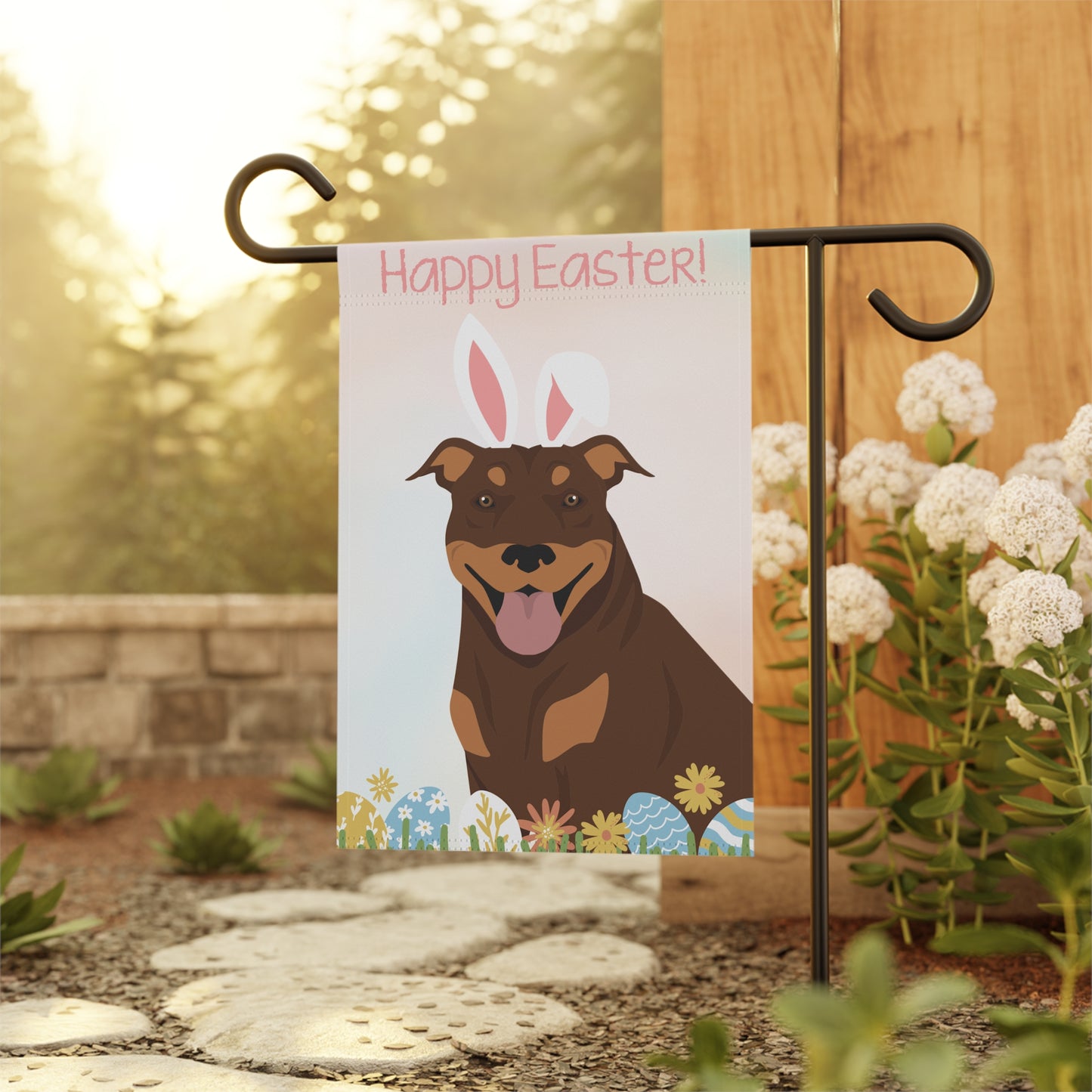 American Bull Terrier Dog Happy Easter Garden Flag