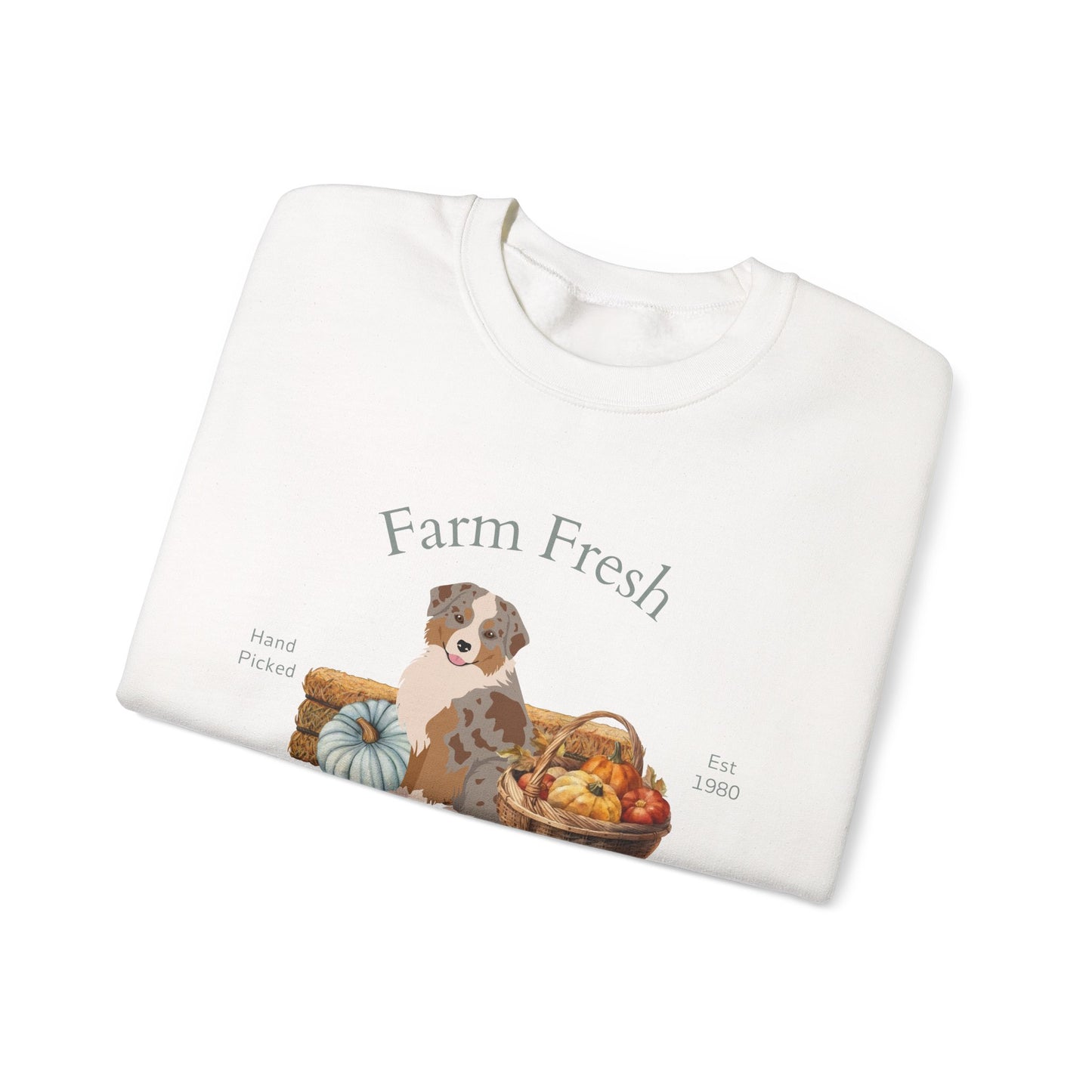 Miniature American Shepherd Dog Fall Farm Fresh Unisex Heavy Blend Crewneck Sweatshirt