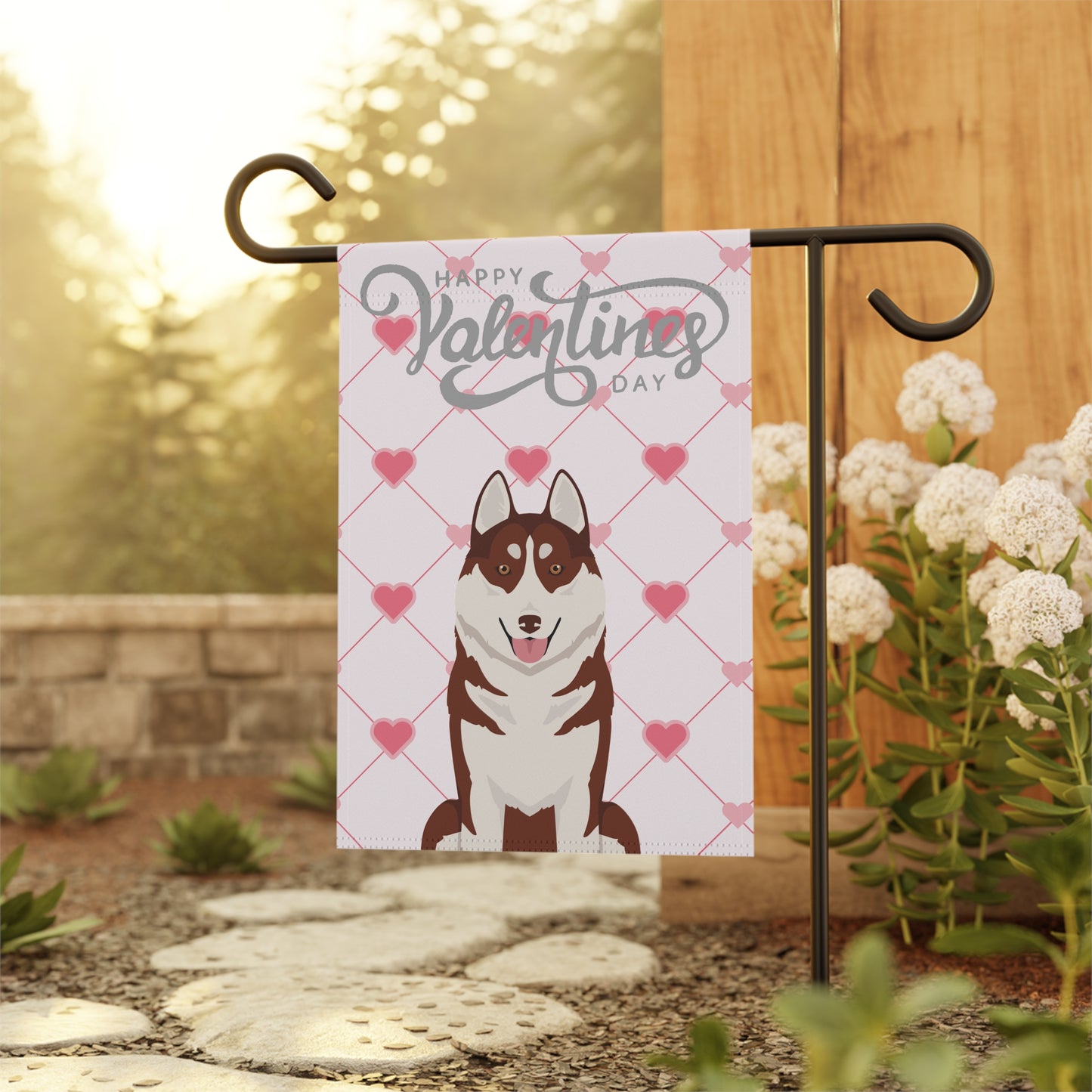 Siberian Husky Dog Valentines Day Garden Flag