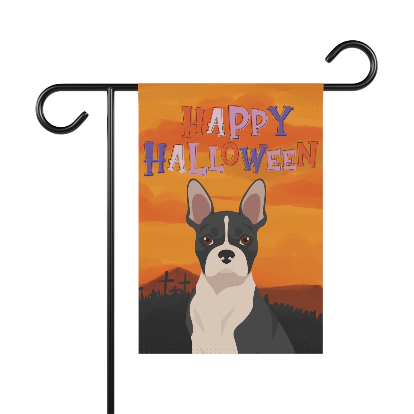 Boston Terrier Dog Halloween Garden Flag