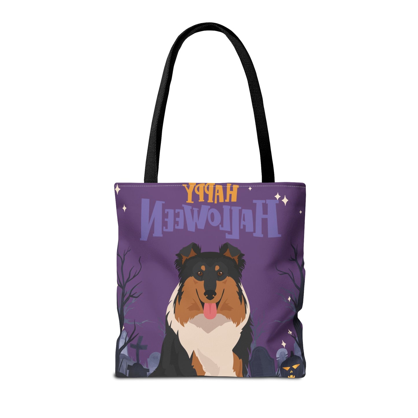 Collie Dog Happy Halloween Tote Bag 16x16
